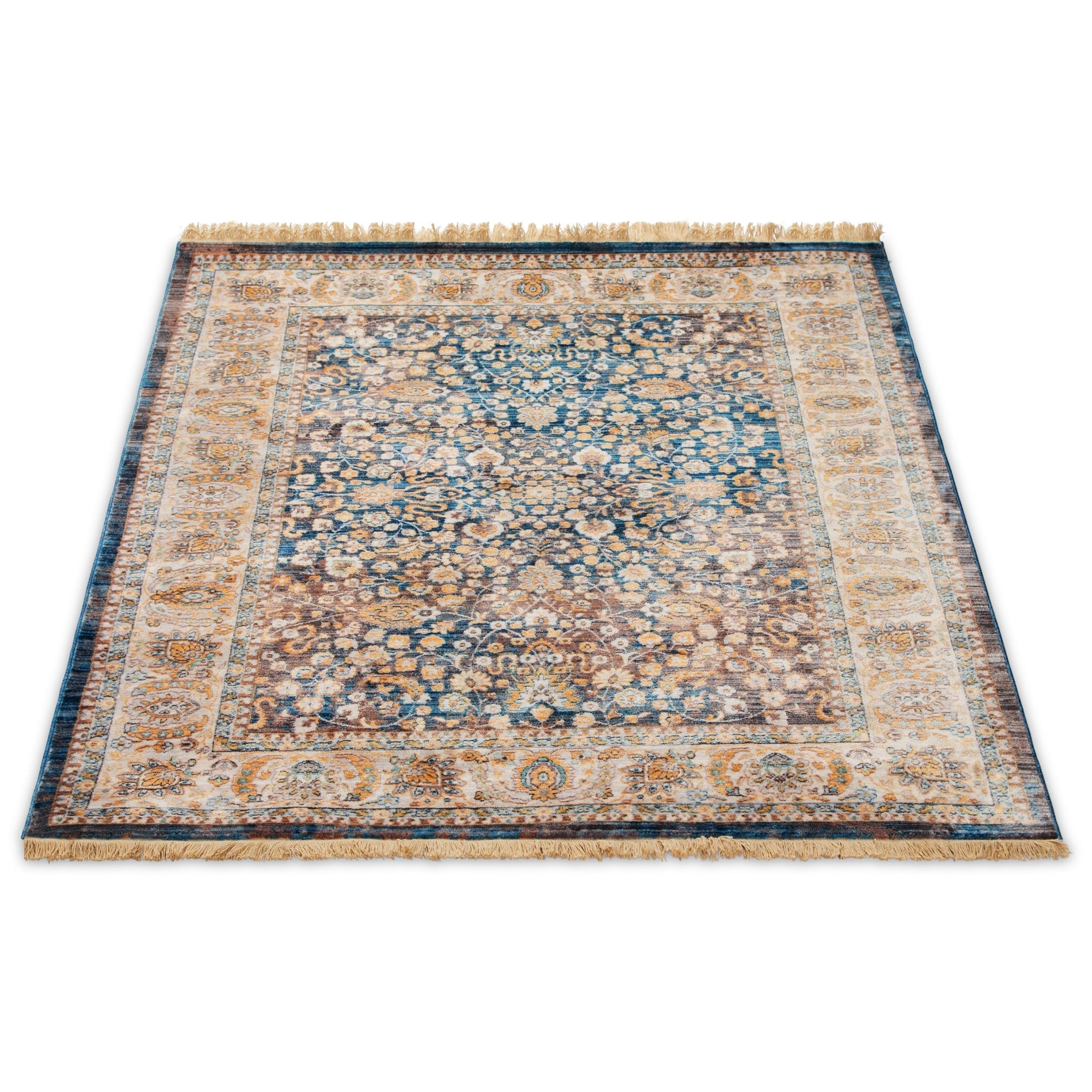 Blue Boho Floral Rug - Kansas