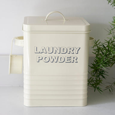 Vintage Washing Powder Tin Storage Container with Scoop Cream-5010792222158-Bargainia.com