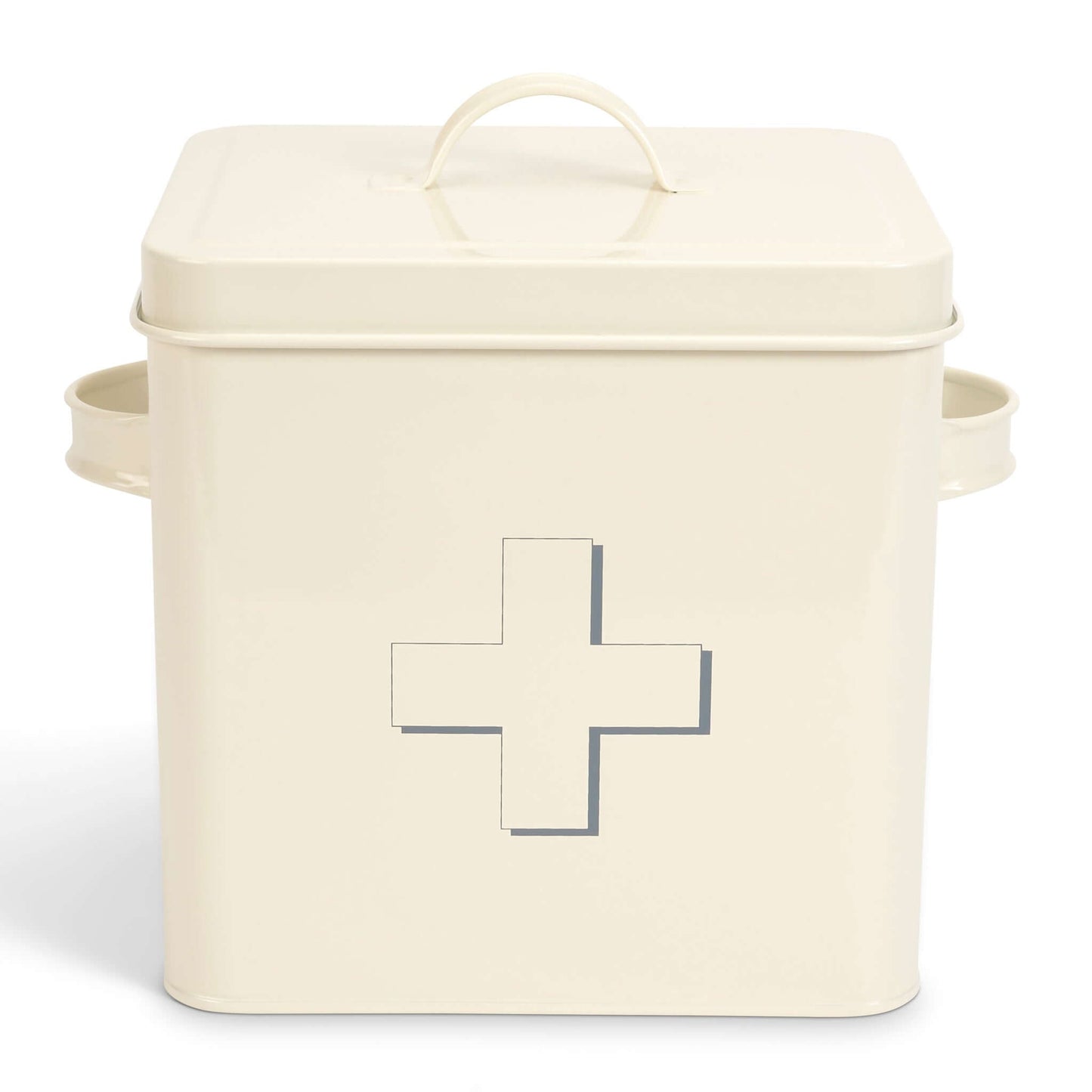 Retro First Aid Box Storage Container Enamelled Tin Grey or Cream-Bargainia.com