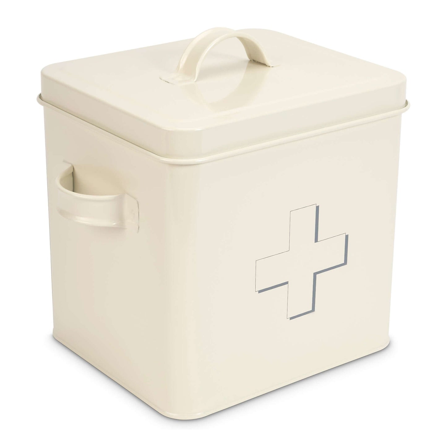 Retro First Aid Box Storage Container Enamelled Tin Grey or Cream-Bargainia.com