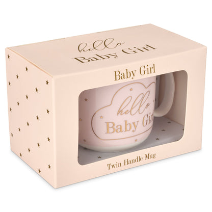 Mad Dots Hello Baby Girl Twin Handled Gift Boxed Mug-5010792446738-Bargainia.com