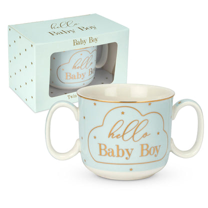 Mad Dots Hello Baby Boy Twin Handled Gift Boxed Mug-5010792446790-Bargainia.com