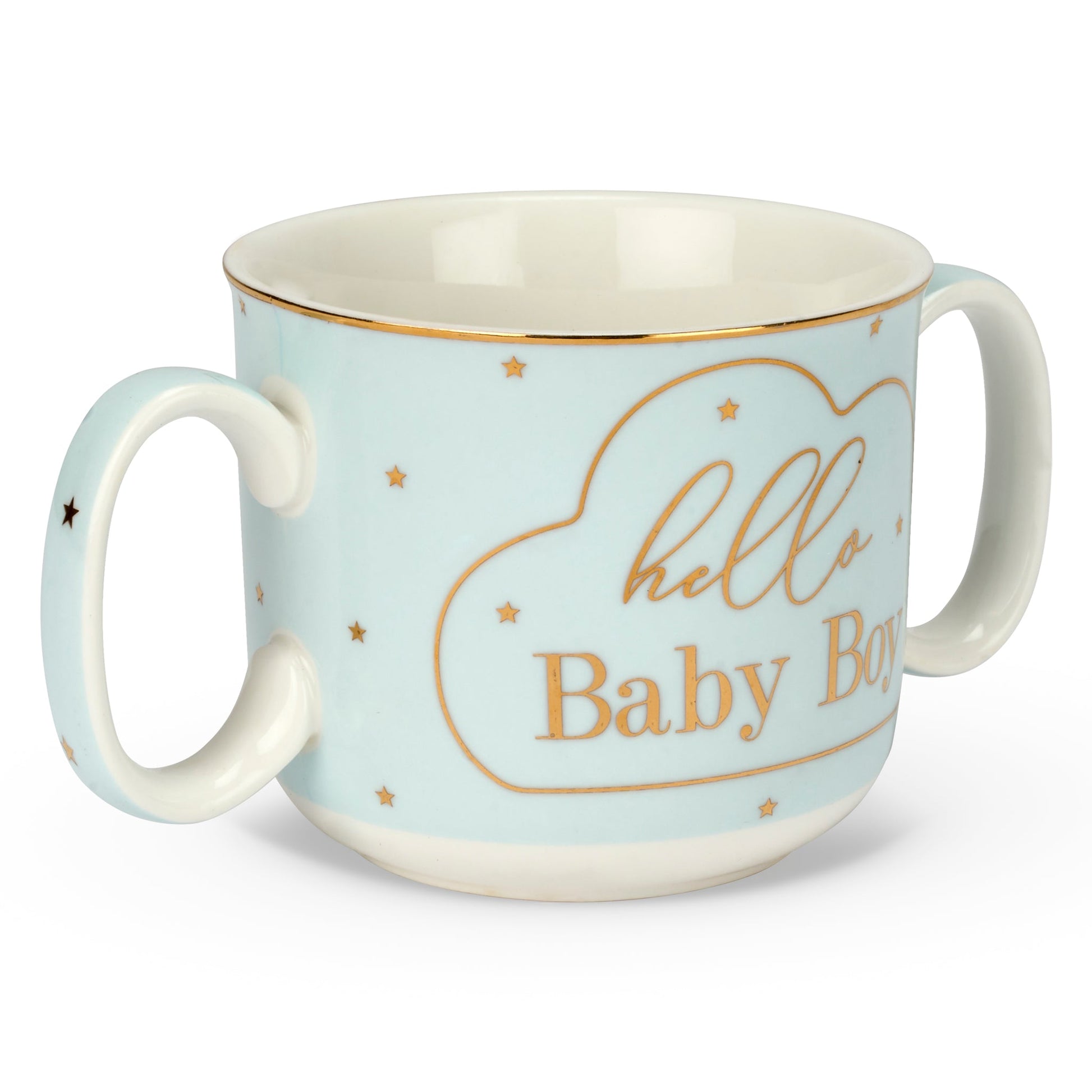 Mad Dots Hello Baby Boy Twin Handled Gift Boxed Mug-5010792446790-Bargainia.com