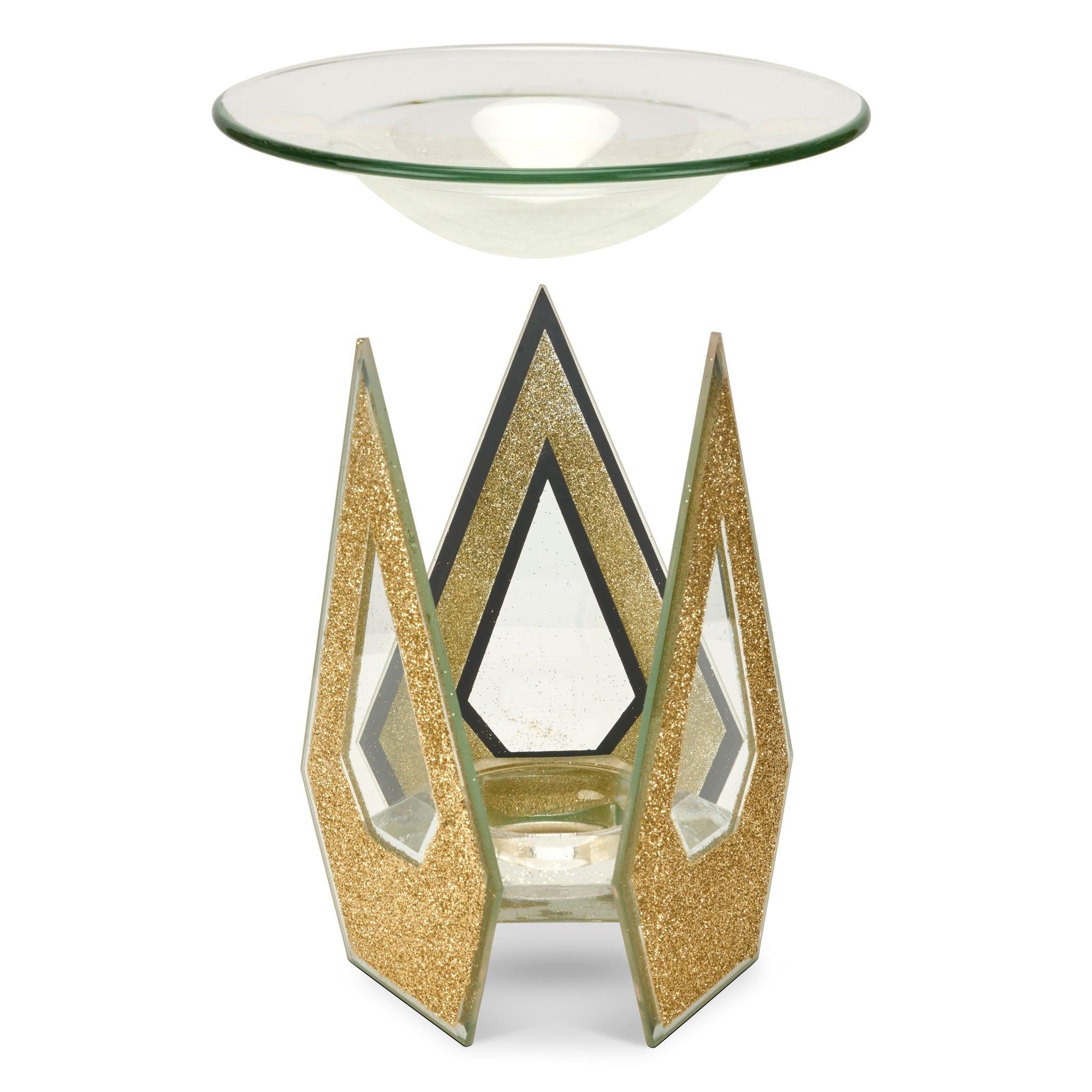 Gold Glitter Glass Wax/Oil Warmer-5010792466682-Bargainia.com