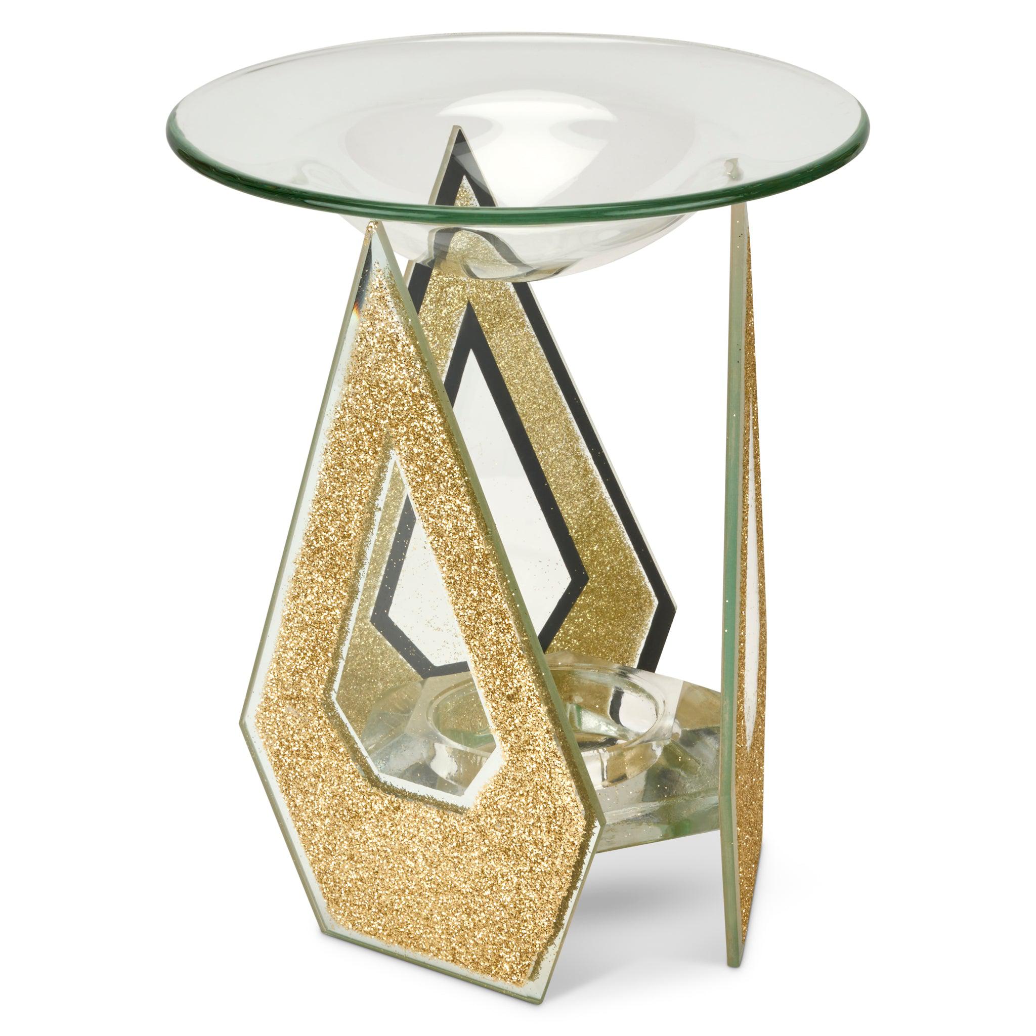 Gold Glitter Glass Wax/Oil Warmer-5010792466682-Bargainia.com