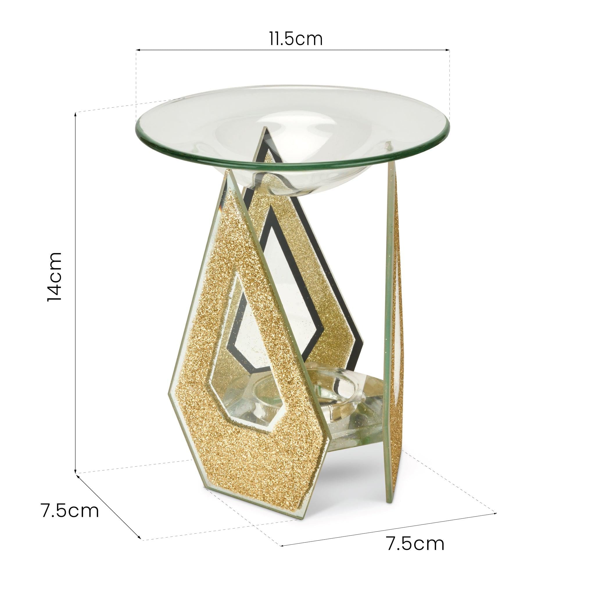 Gold Glitter Glass Wax/Oil Warmer-5010792466682-Bargainia.com