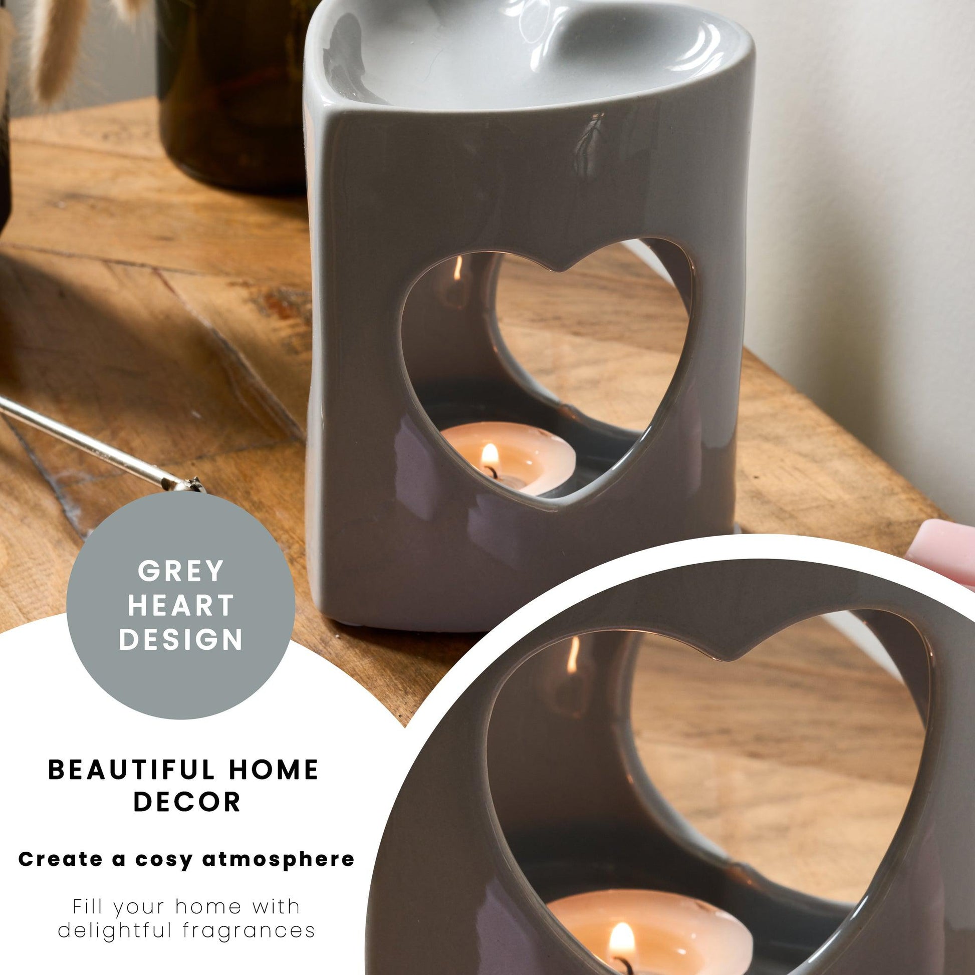 Open Heart Wax & Oil Warmer - Assorted Colours-5010792475851-Bargainia.com