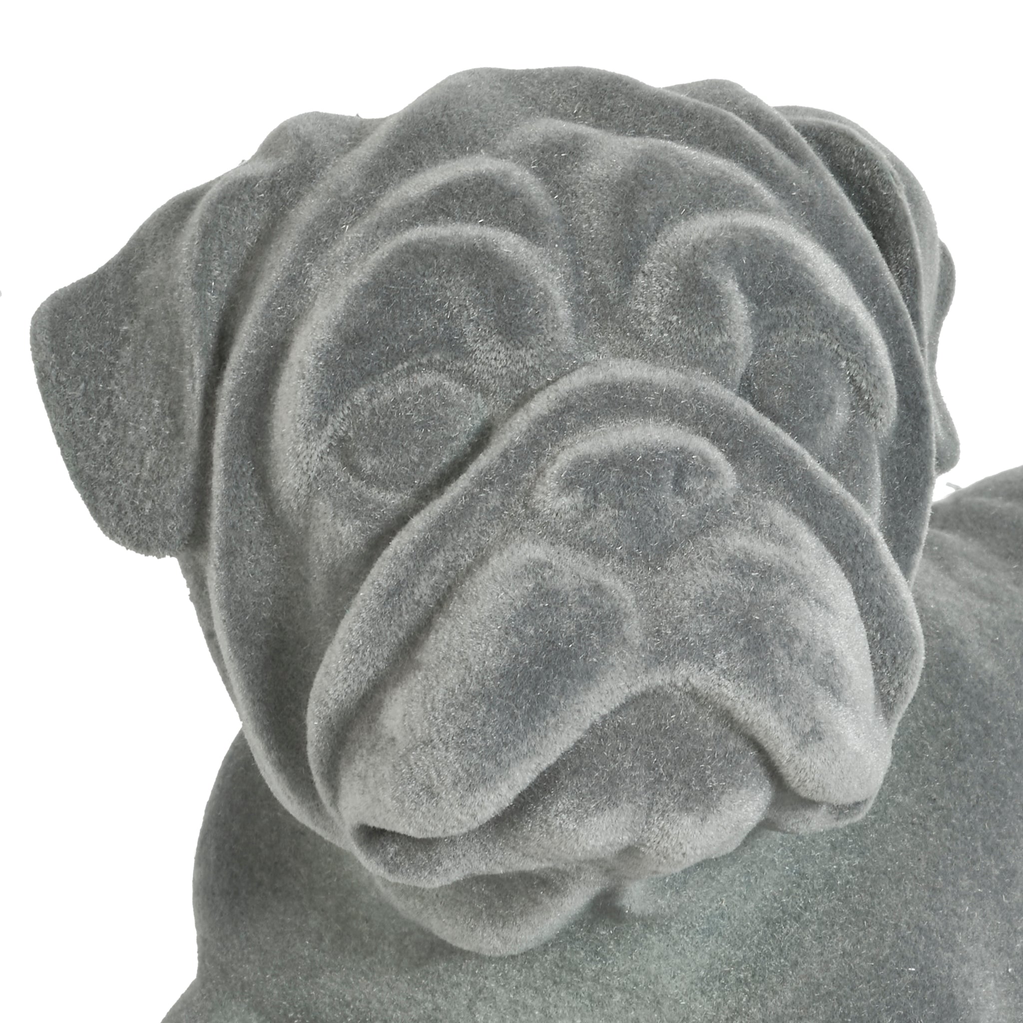 Pug Figurine - Grey Velvet - Lying-5010792476544-Bargainia.com