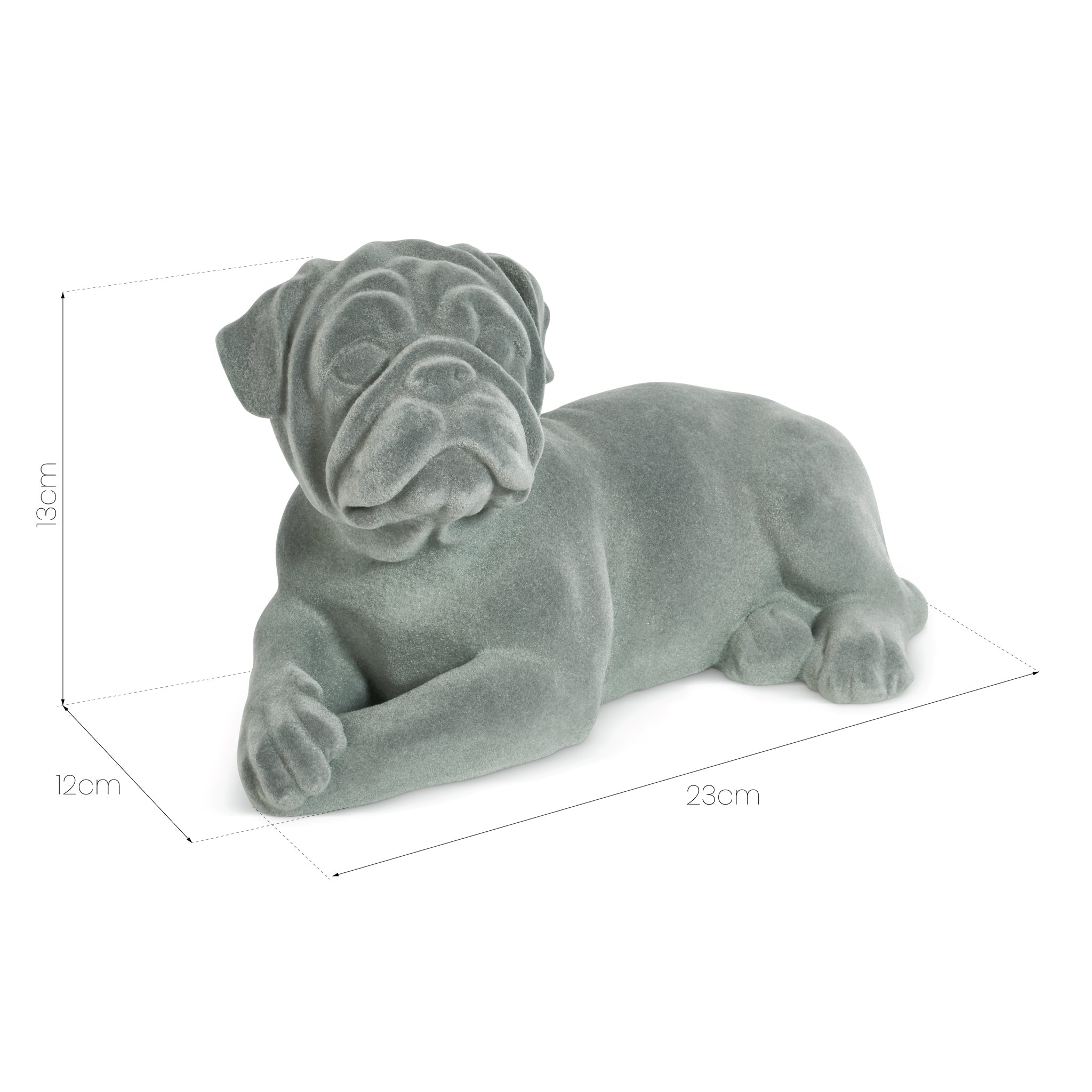 Pug Figurine - Grey Velvet - Lying-5010792476544-Bargainia.com