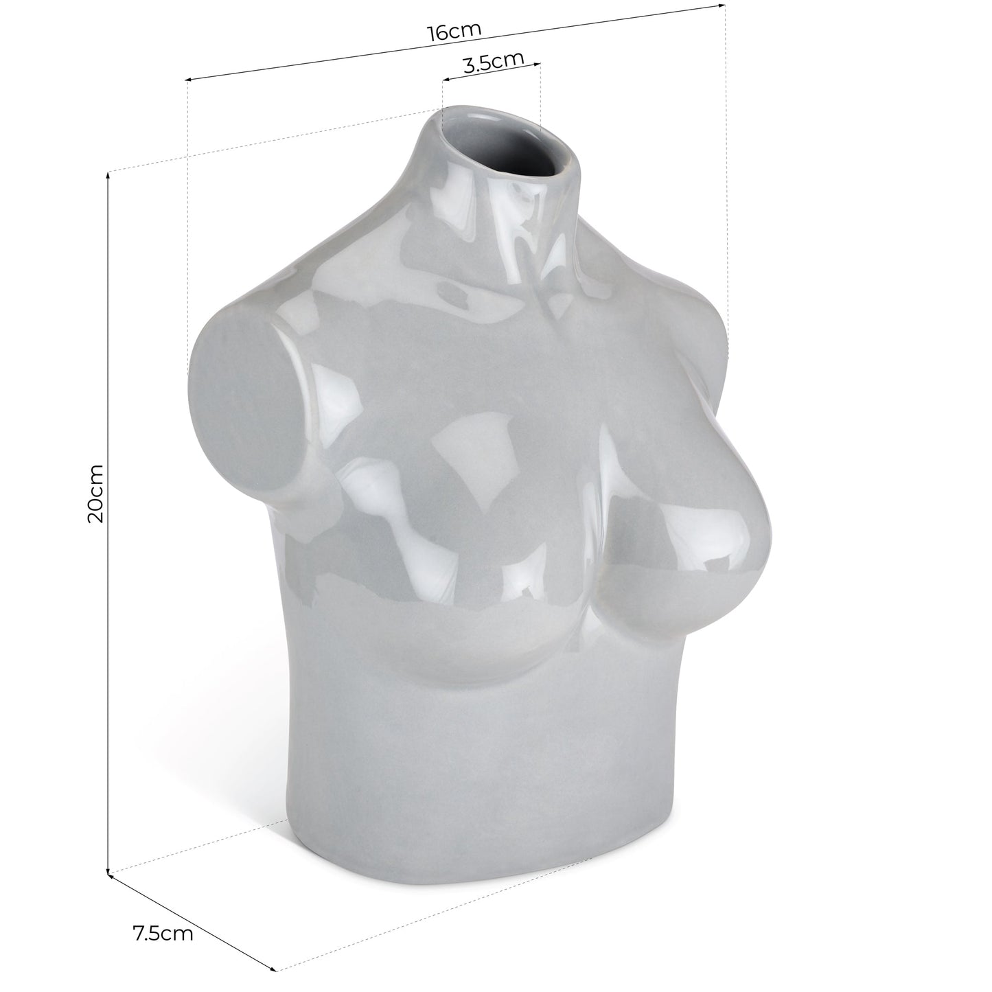 Female Silhouette Torso Vase - 20cm - Assorted Colours-Bargainia.com