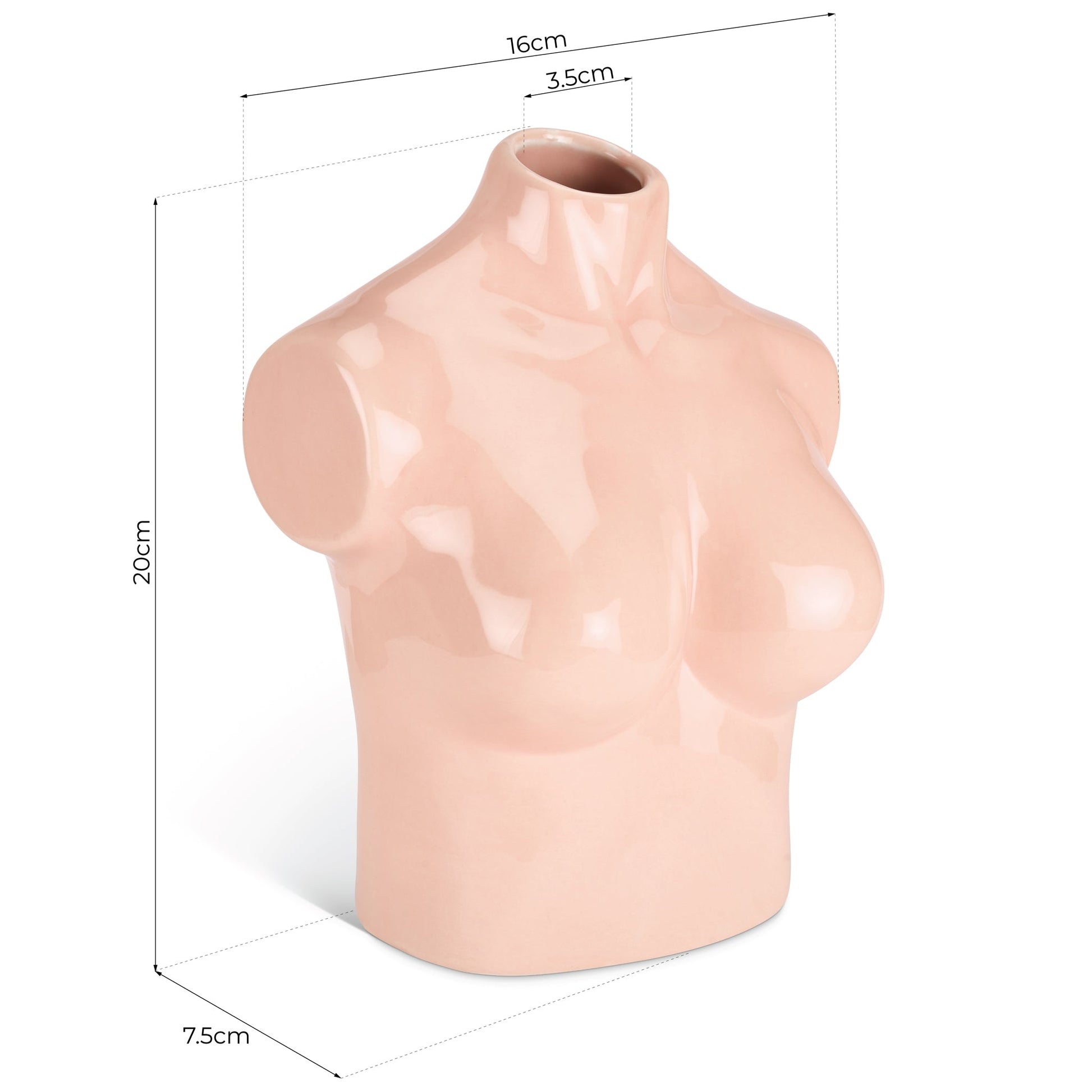 Female Silhouette Torso Vase - 20cm - Assorted Colours-Bargainia.com