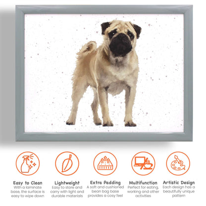 Pug Lap Tray Bean Bag Serving Tray