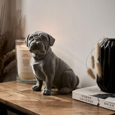 Pug Figurine - Grey Velvet - Sitting-5010792476537-Bargainia.com