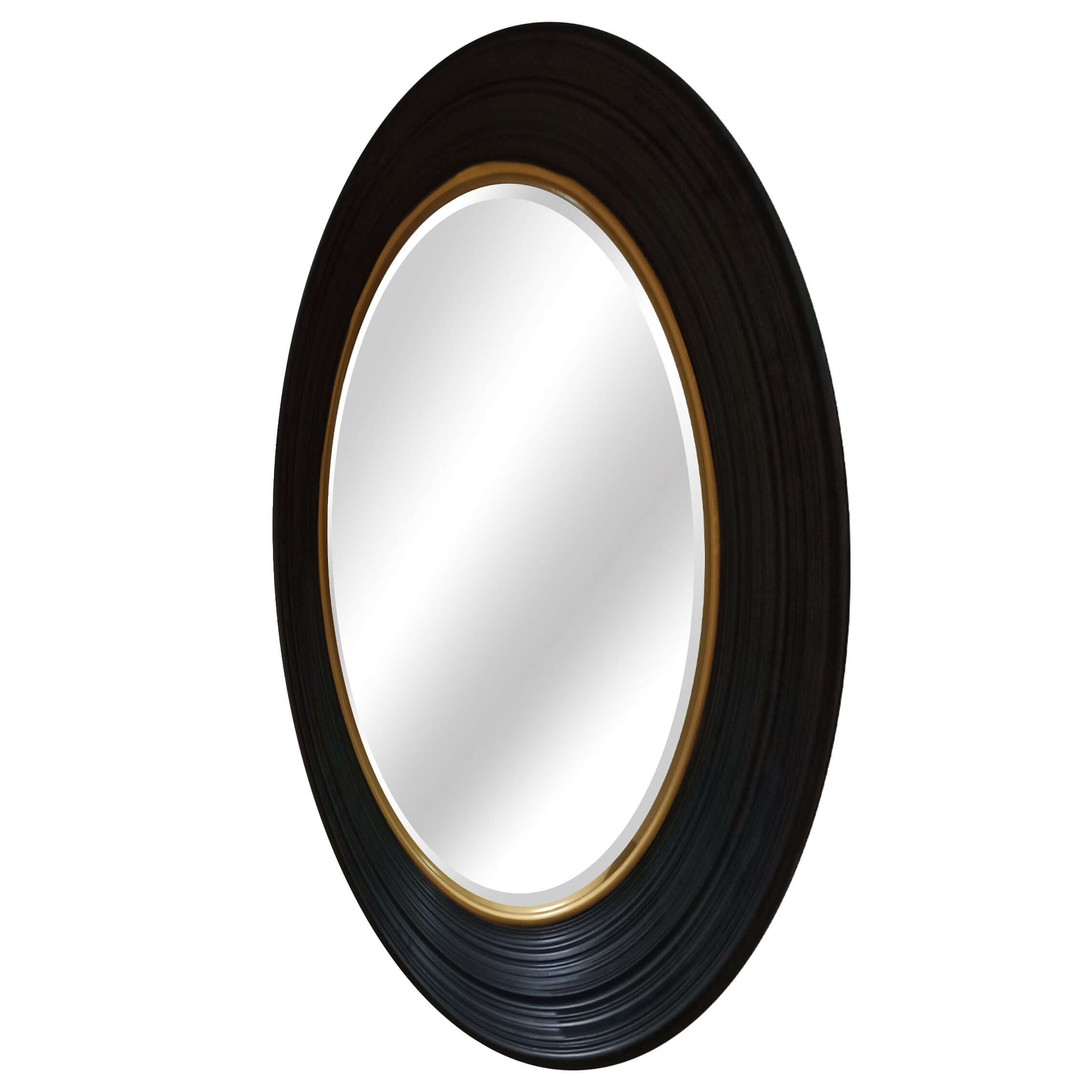 Black Round Convex Mirror 64cm