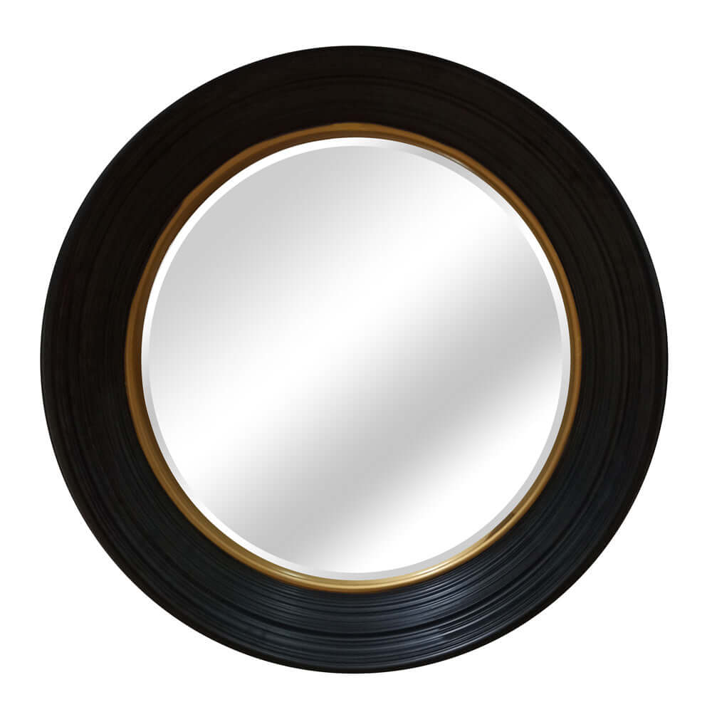 Black Round Convex Mirror 64cm