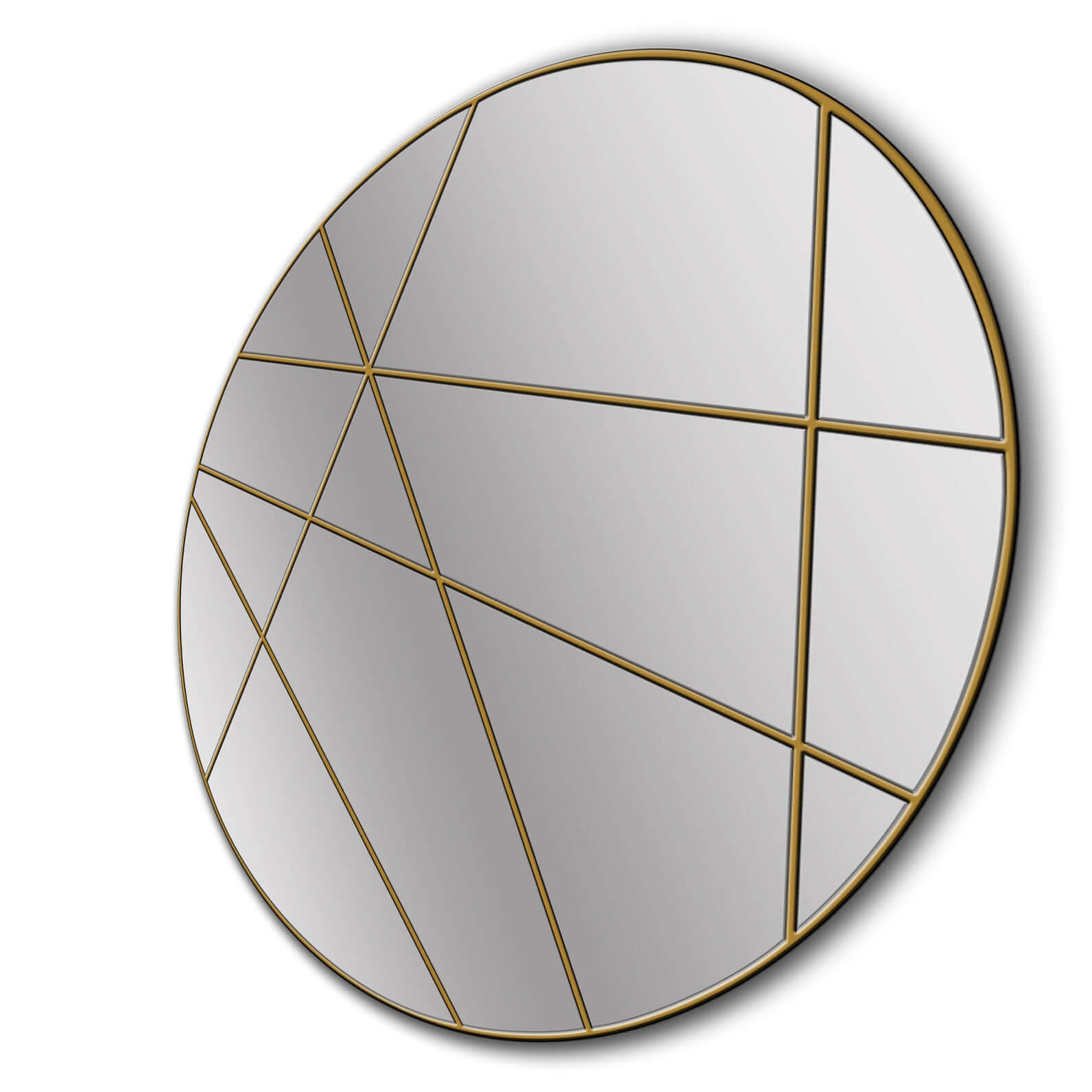 Gold Geometric Iron Framed Circle Mirror 80cm