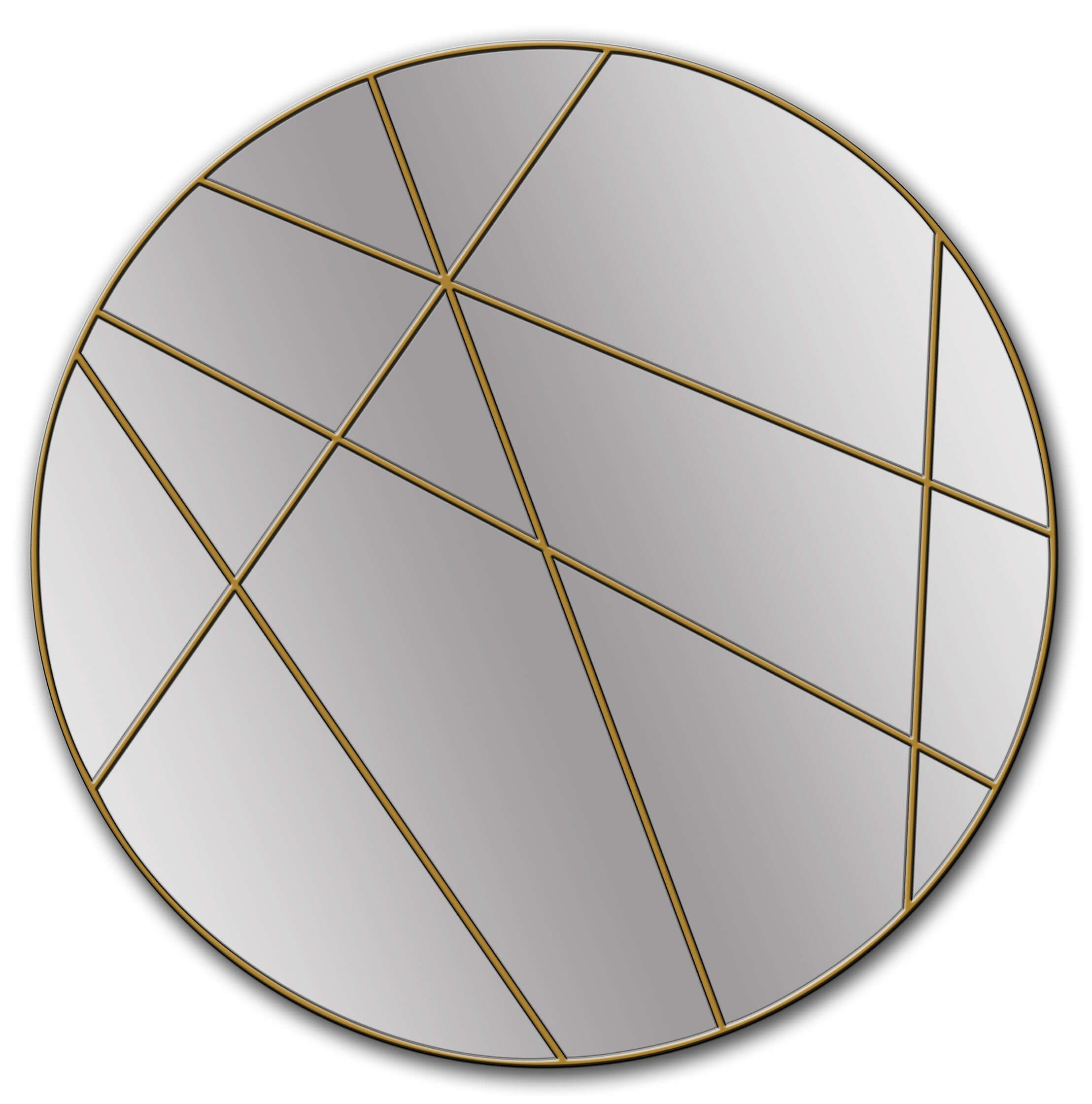 Gold Geometric Iron Framed Circle Mirror 80cm