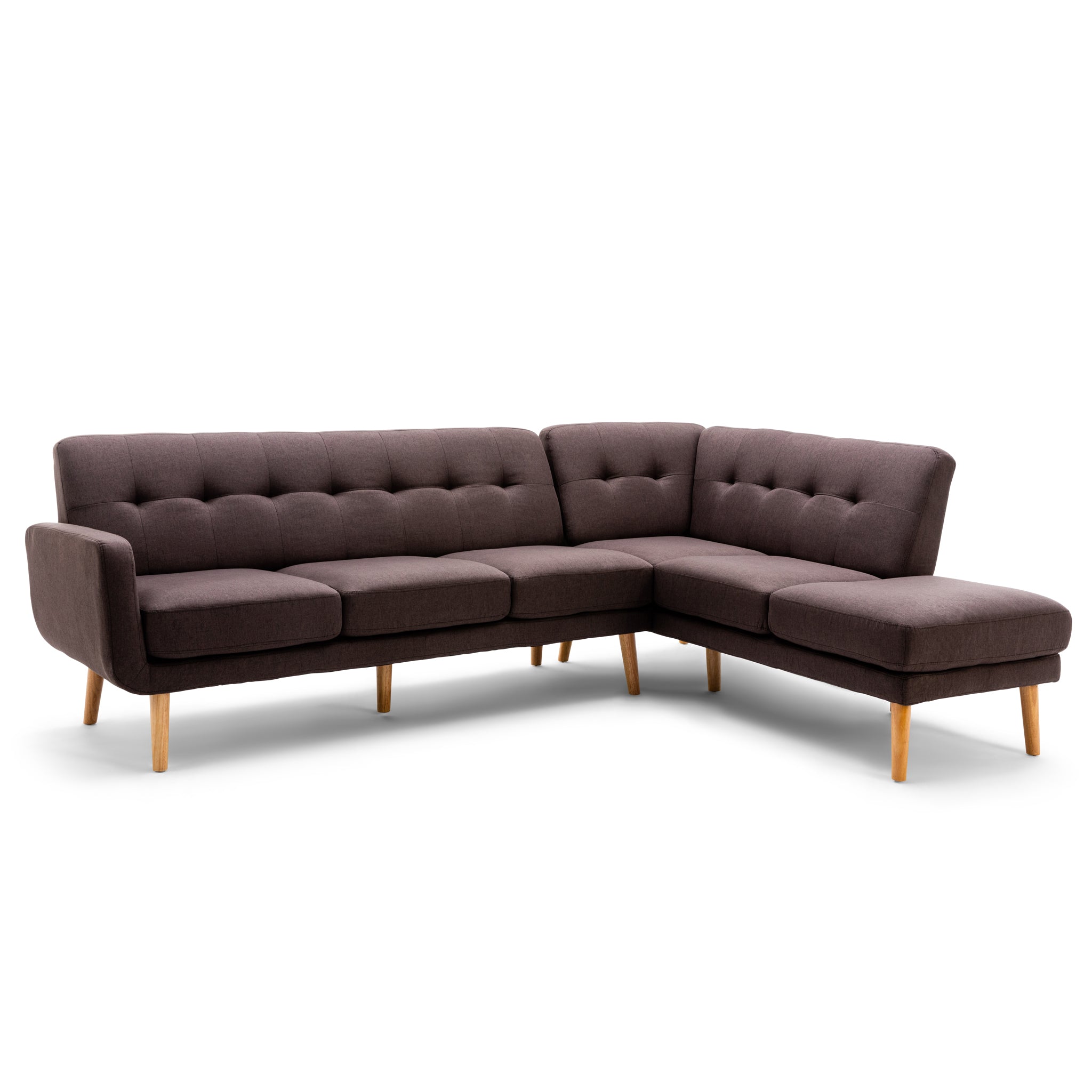 Donna Right Hand Fabric Chaise Corner Sofa - Dark Brown-5056536102881-Bargainia.com