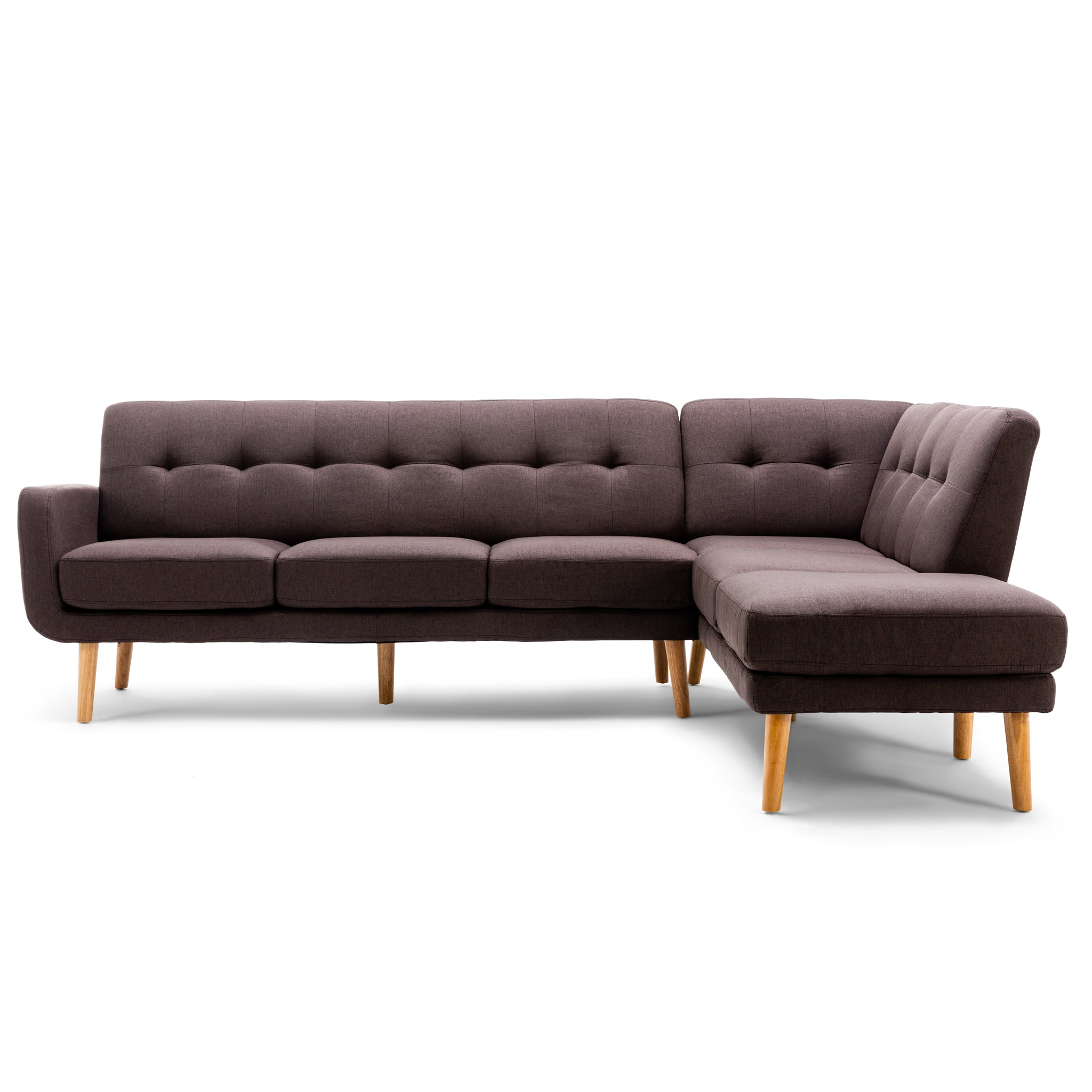 Donna Right Hand Fabric Chaise Corner Sofa - Dark Brown-5056536102881-Bargainia.com