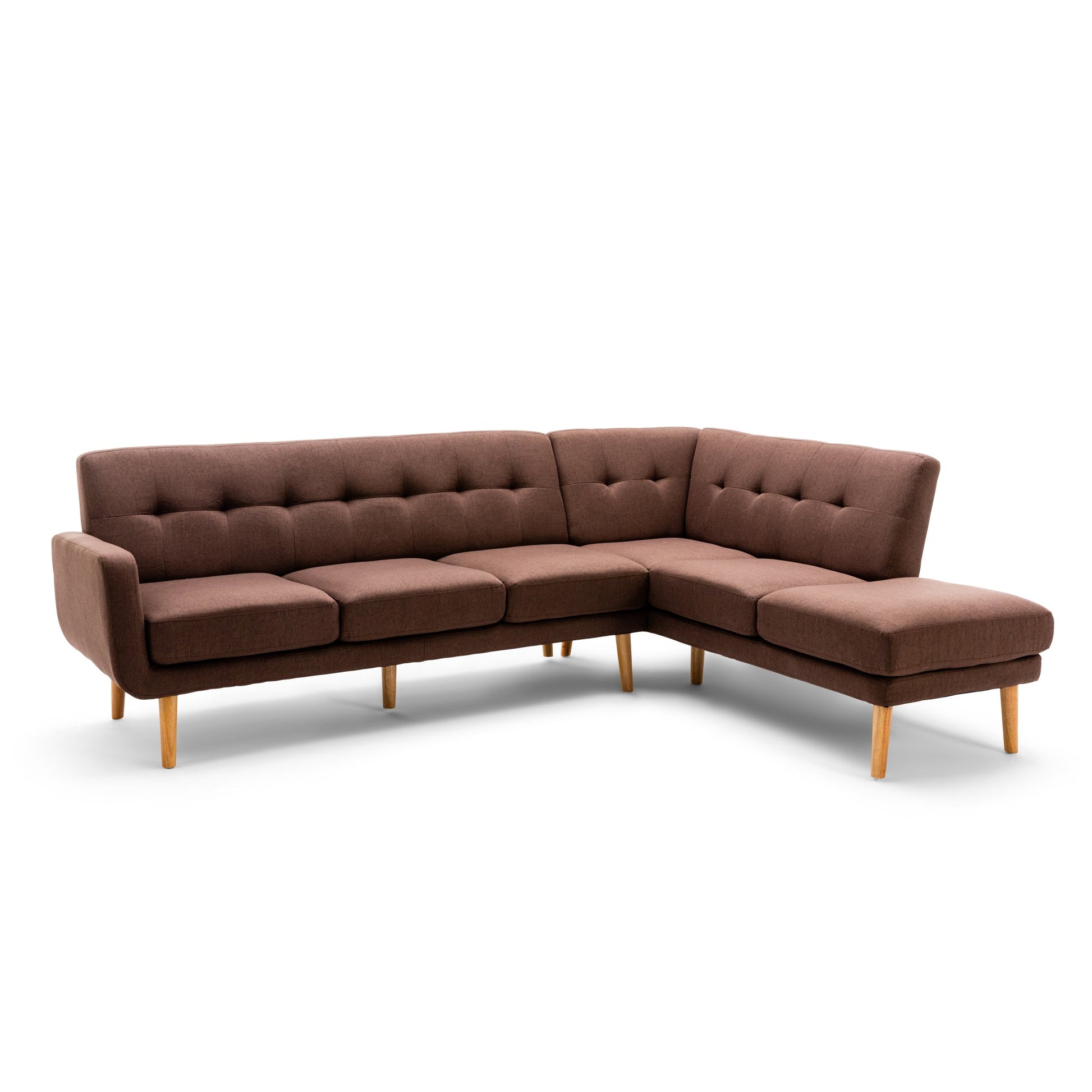 Right Hand Fabric Chaise Corner Sofa | Light Brown | bargainia.com-5056536102898-Bargainia.com