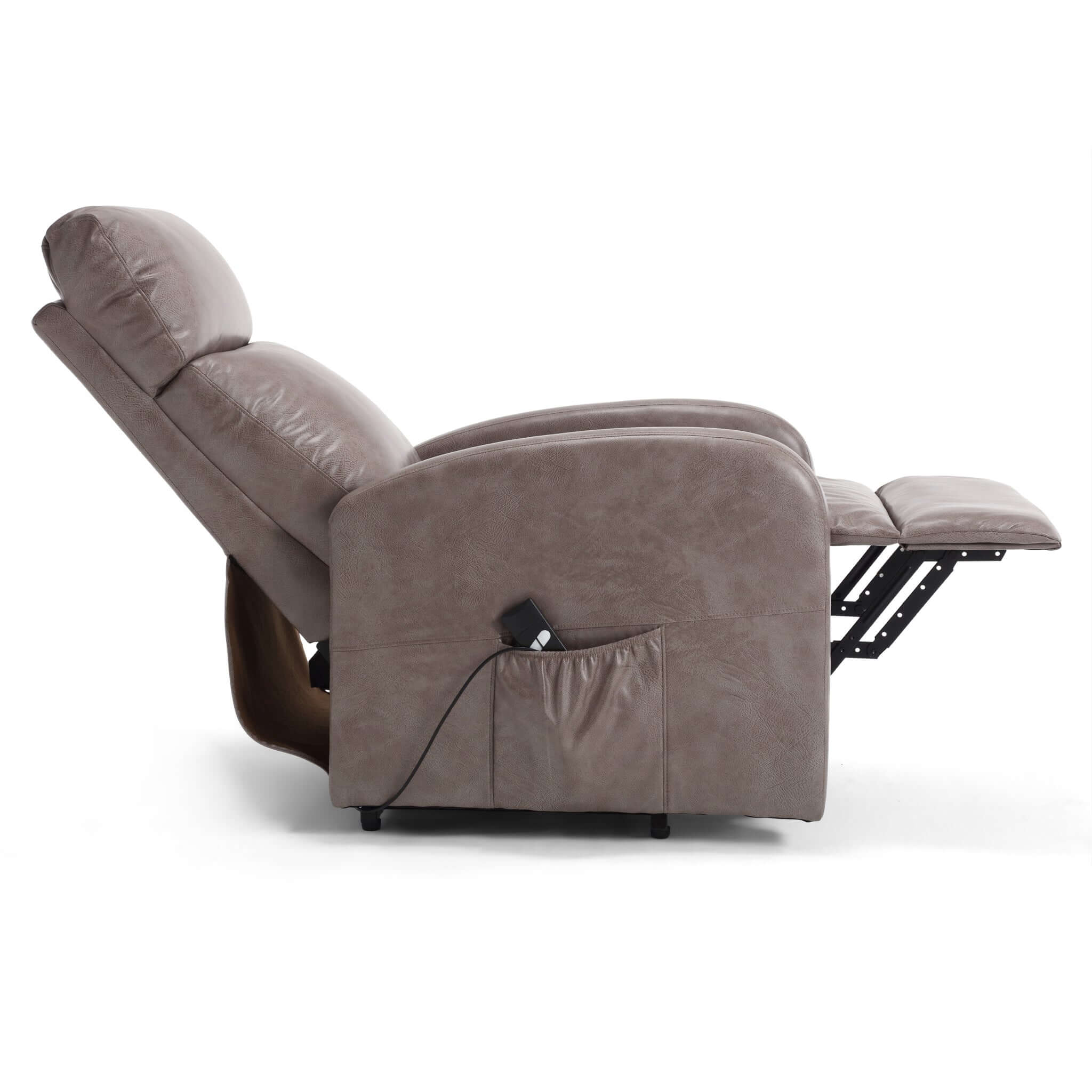 Lift & Tilt Dom Faux Leather Electric Recliner Armchair - Mocha-5056536118752-Bargainia.com