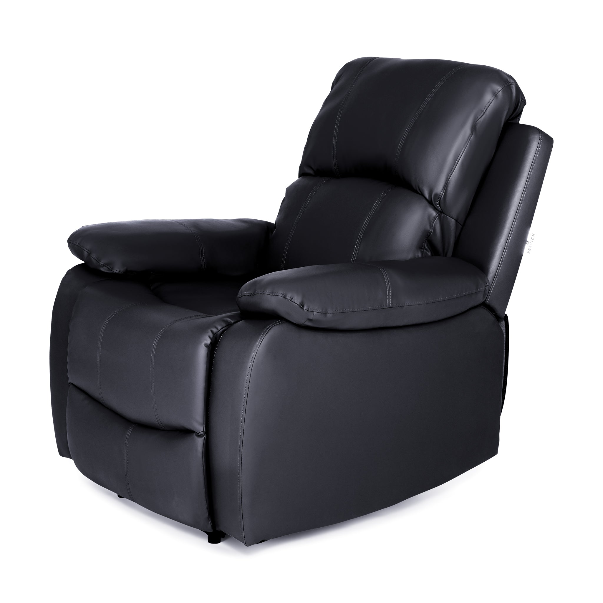 Black Faux Leather Manual Recliner Sofa Suite