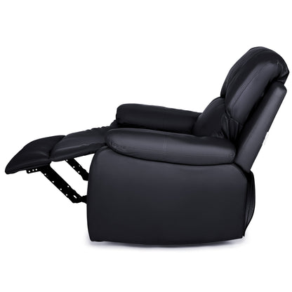 Black Faux Leather Manual Recliner Sofa Suite