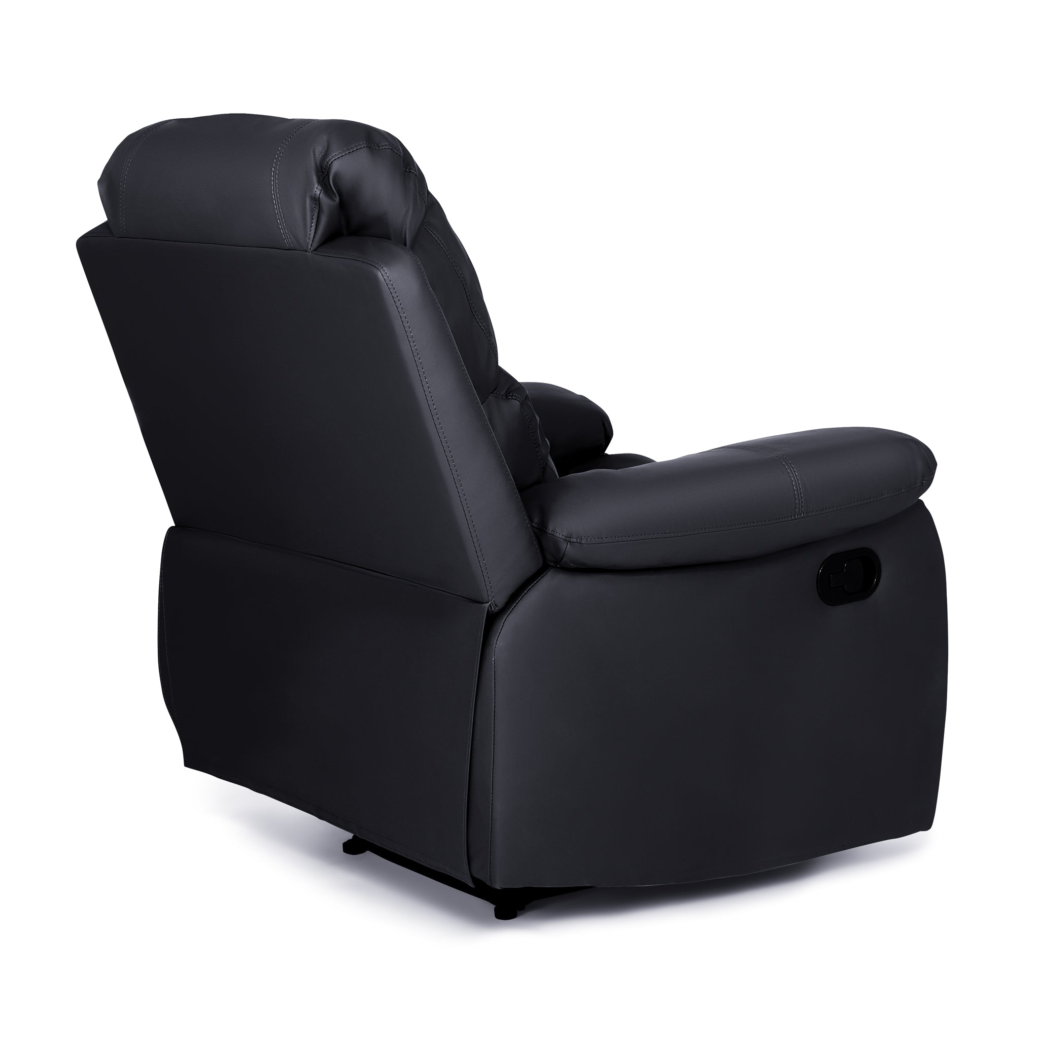 Black Faux Leather Manual Recliner Sofa Suite