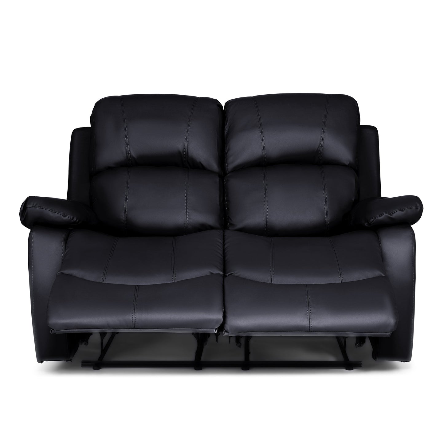 Black Faux Leather Manual Recliner Sofa Suite