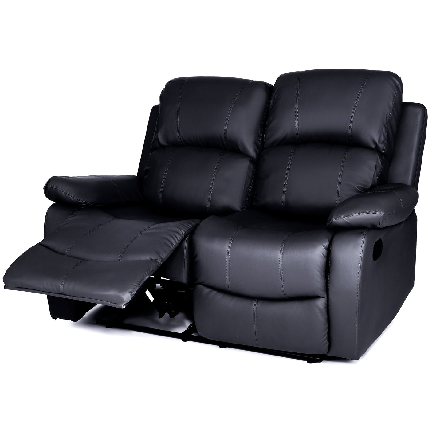 Black Faux Leather Manual Recliner Sofa Suite