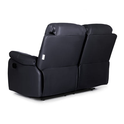 Black Faux Leather Manual Recliner Sofa Suite