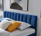 Blue Velvet Plush Ottoman Storage Bed Frame - Double or Super King-Bargainia.com