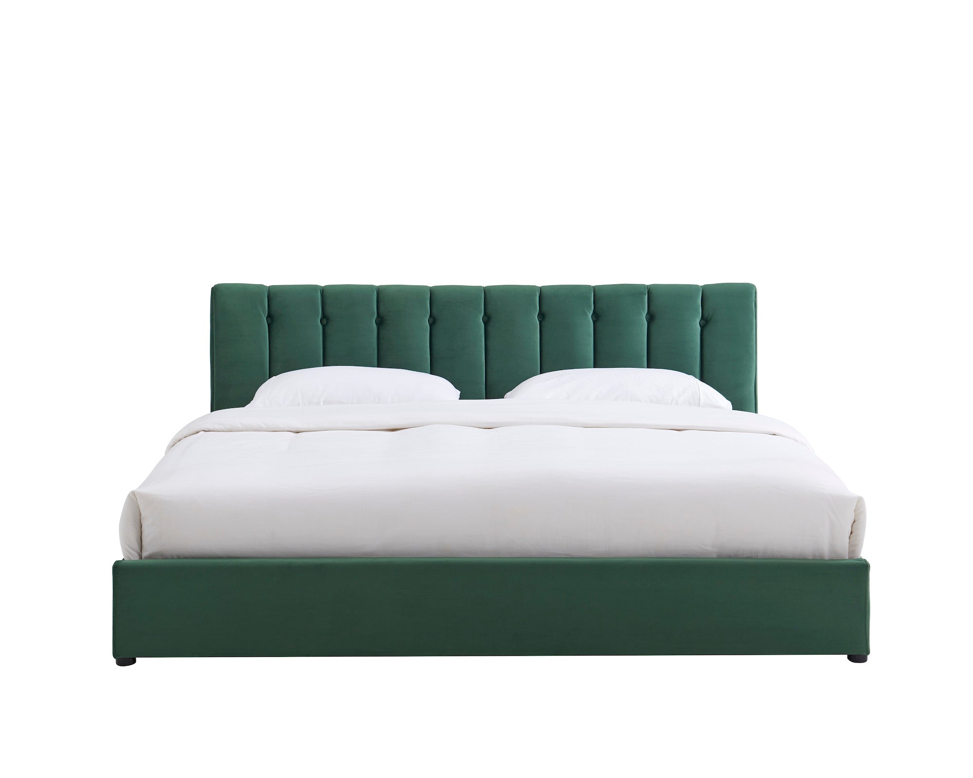 Jade Green Velvet Plush Ottoman Storage Bed Frame - Double or Super King-Bargainia.com