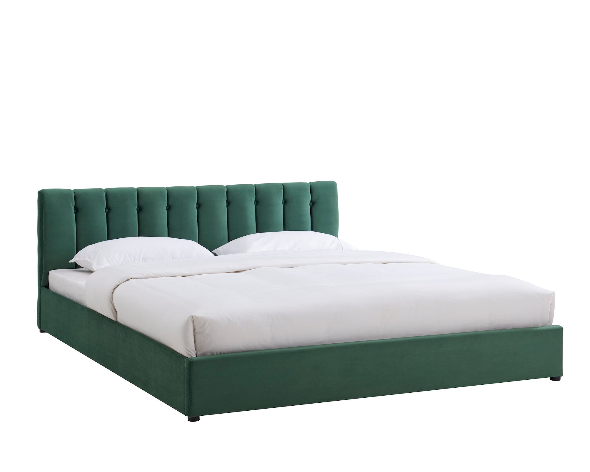 Jade Green Velvet Plush Ottoman Storage Bed Frame - Double or Super King-Bargainia.com