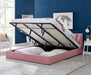 Pink Velvet Plush Ottoman Storage Bed Frame - Double or Super King-Bargainia.com