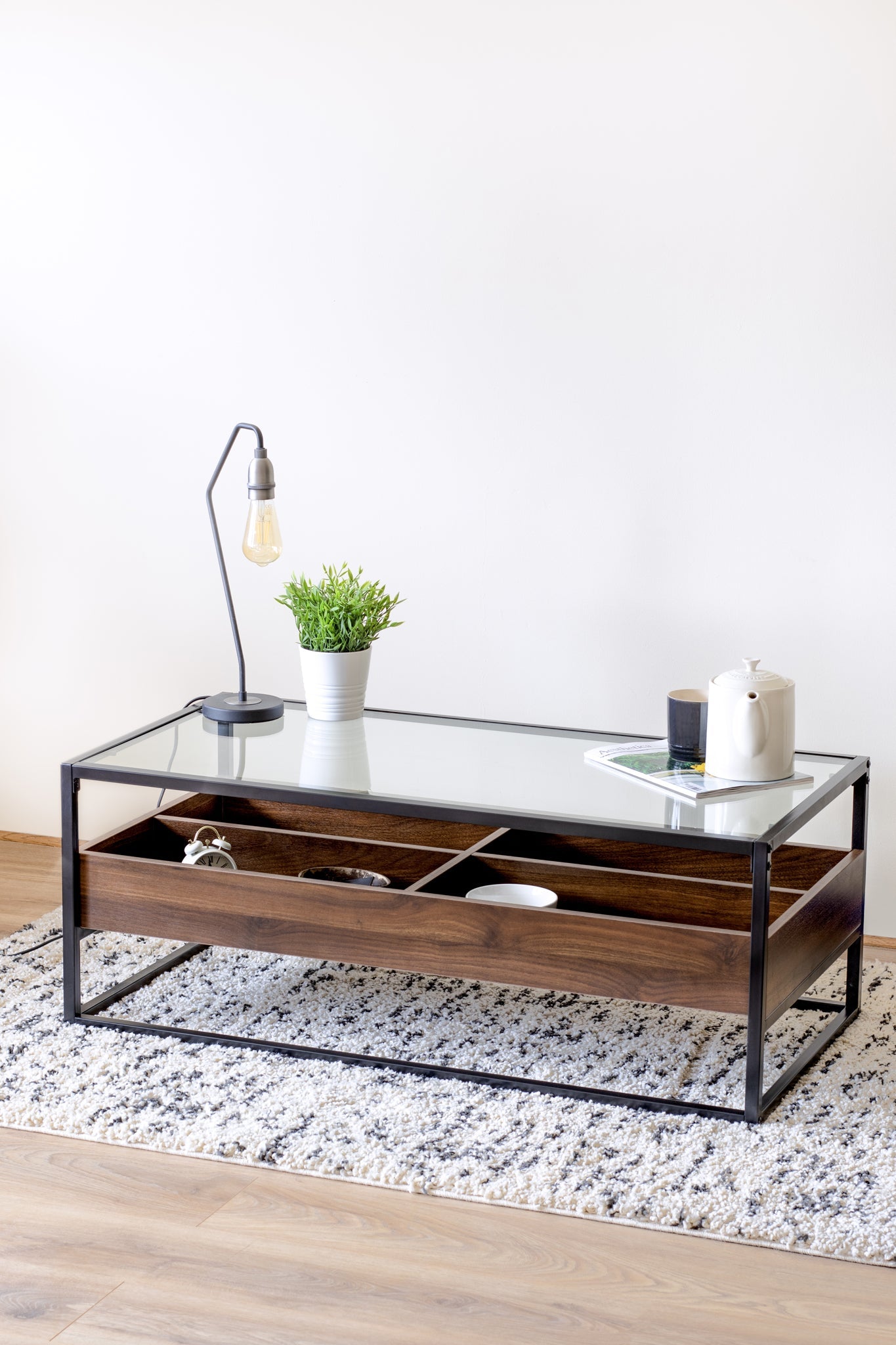 Collectors Industrial Coffee Walnut Coffee Table-5056536100627-Bargainia.com