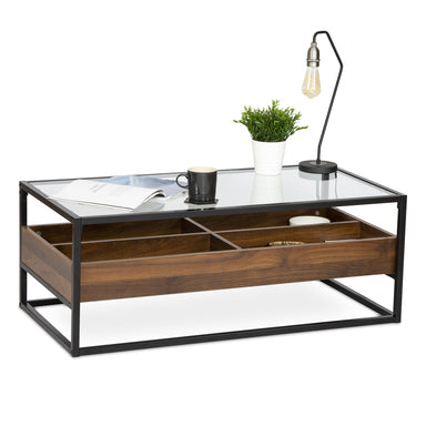 Collectors Industrial Coffee Walnut Coffee Table-5056536100627-Bargainia.com