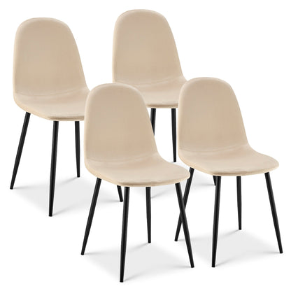 Ron Velvet Dining Chair - Ivory White