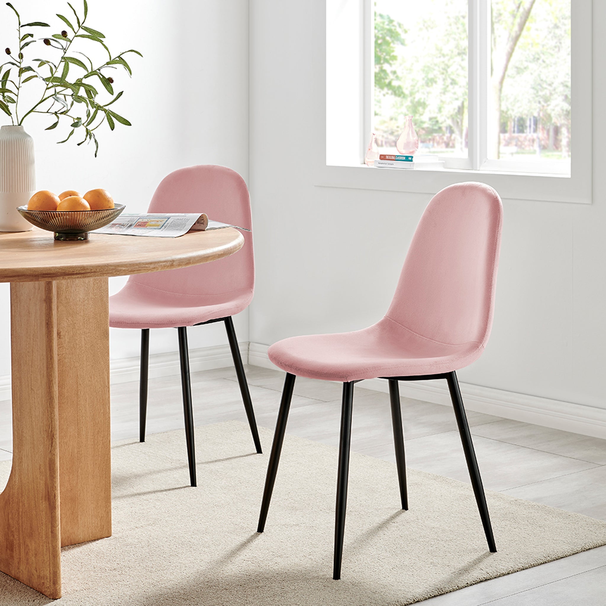 Ron Velvet Dining Chair - Pink