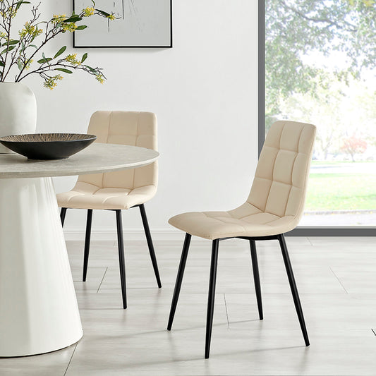 Zurich Velvet Embossed Dining Chair - Ivory White