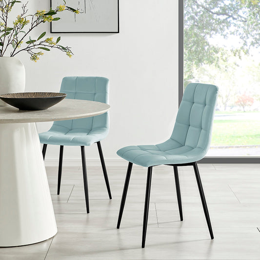 Zurich Velvet Embossed Dining Chair - Blue