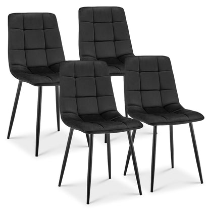 Zurich Velvet Embossed Dining Chair - Black