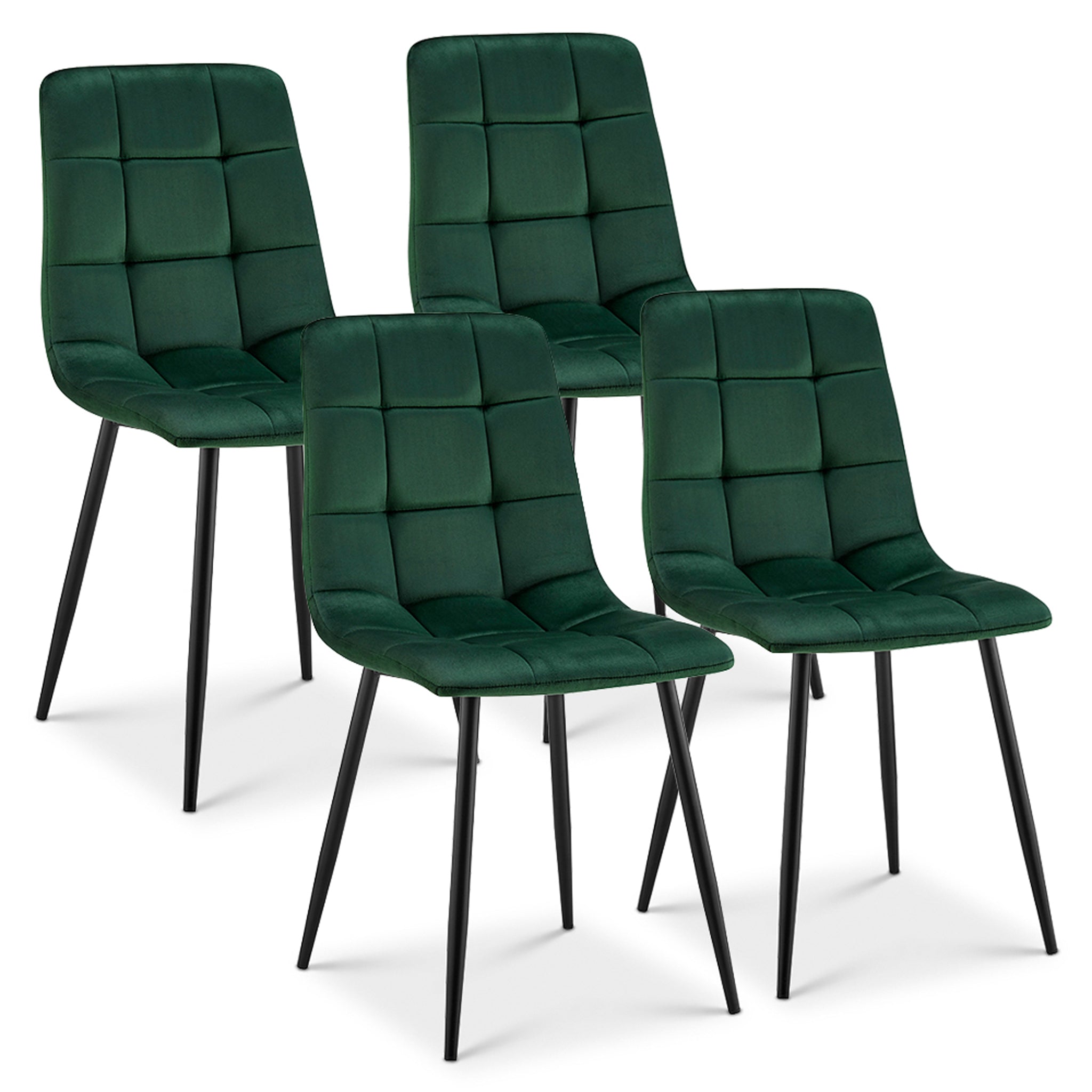 Zurich Velvet Embossed Dining Chair - Emerald Green