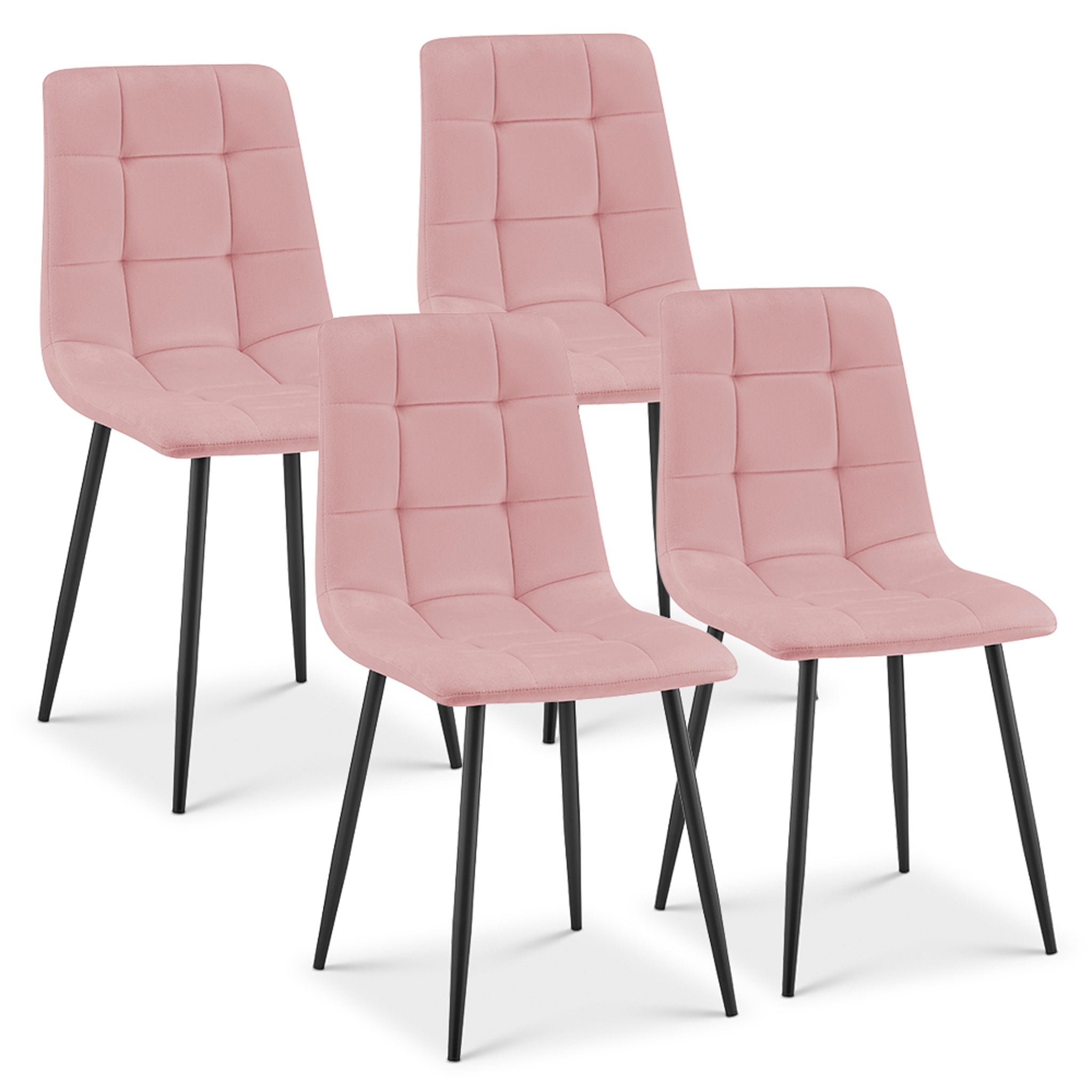 Zurich Velvet Embossed Dining Chair - Pink