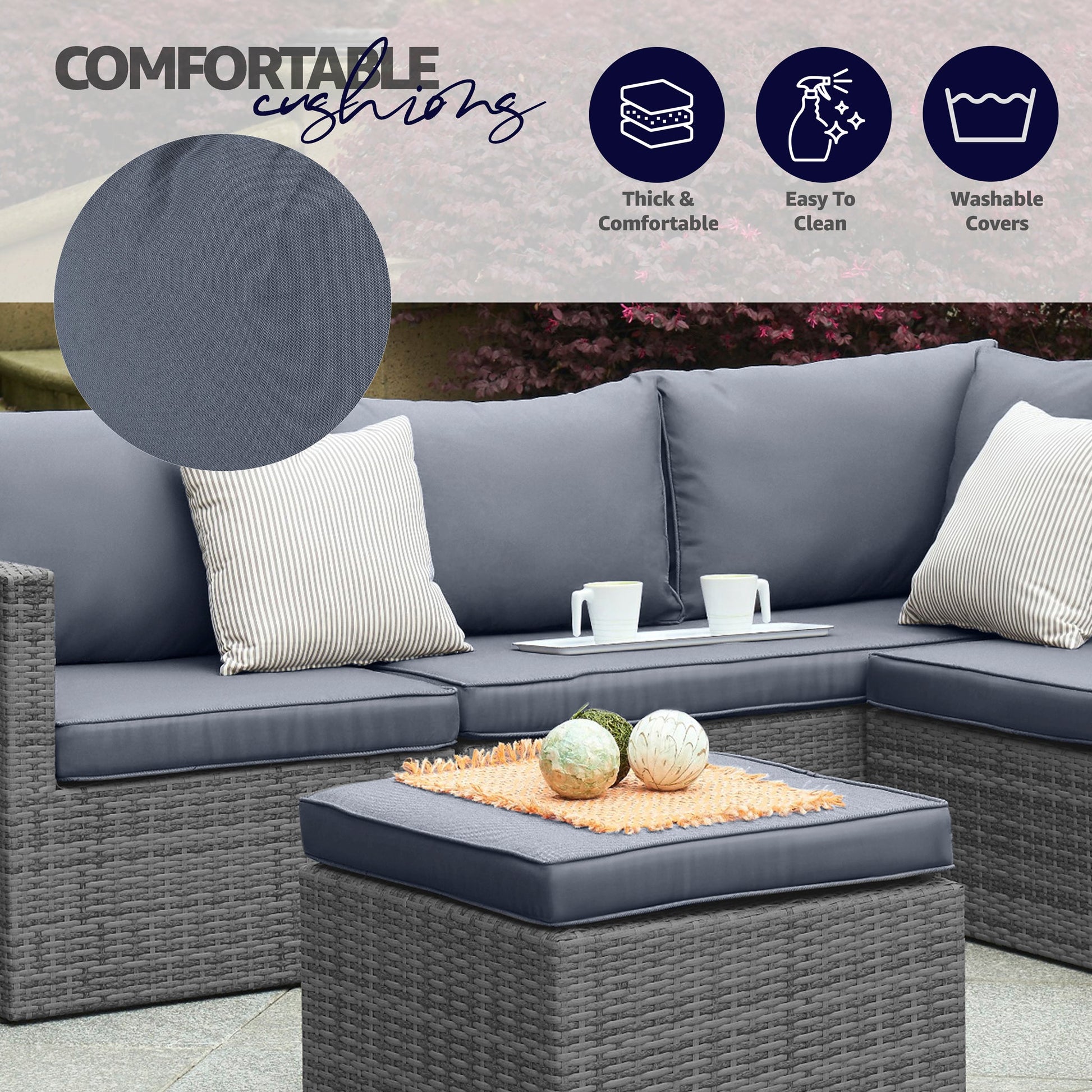 6 Seater Rattan Corner Sofa & Footstool Garden Furniture Set-5056536100252-Bargainia.com