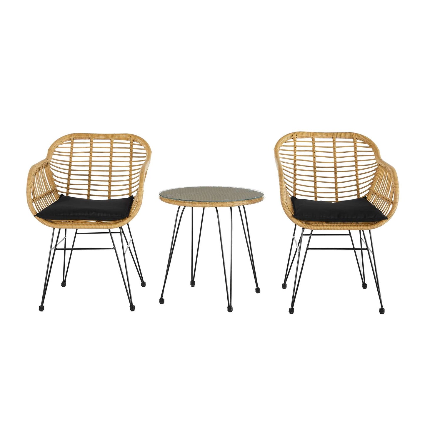 Wicker Rattan Bistro Table & Chairs Set-Bargainia.com