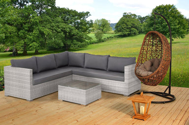 8 Seater Rattan Garden Corner Sofa Lounge Set | Grey | bargainia-Bargainia.com