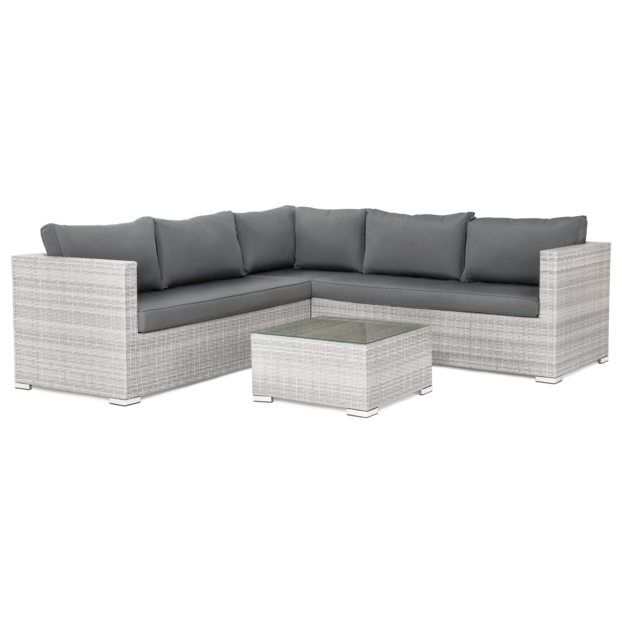 Grey Rattan Garden Furniture Corner Lounge Set 7-8 Seater-5056536102461-Bargainia.com