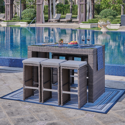 Outdoor Bar Table and Stools | Rattan Garden Furniture | bargainia.com-Bargainia.com