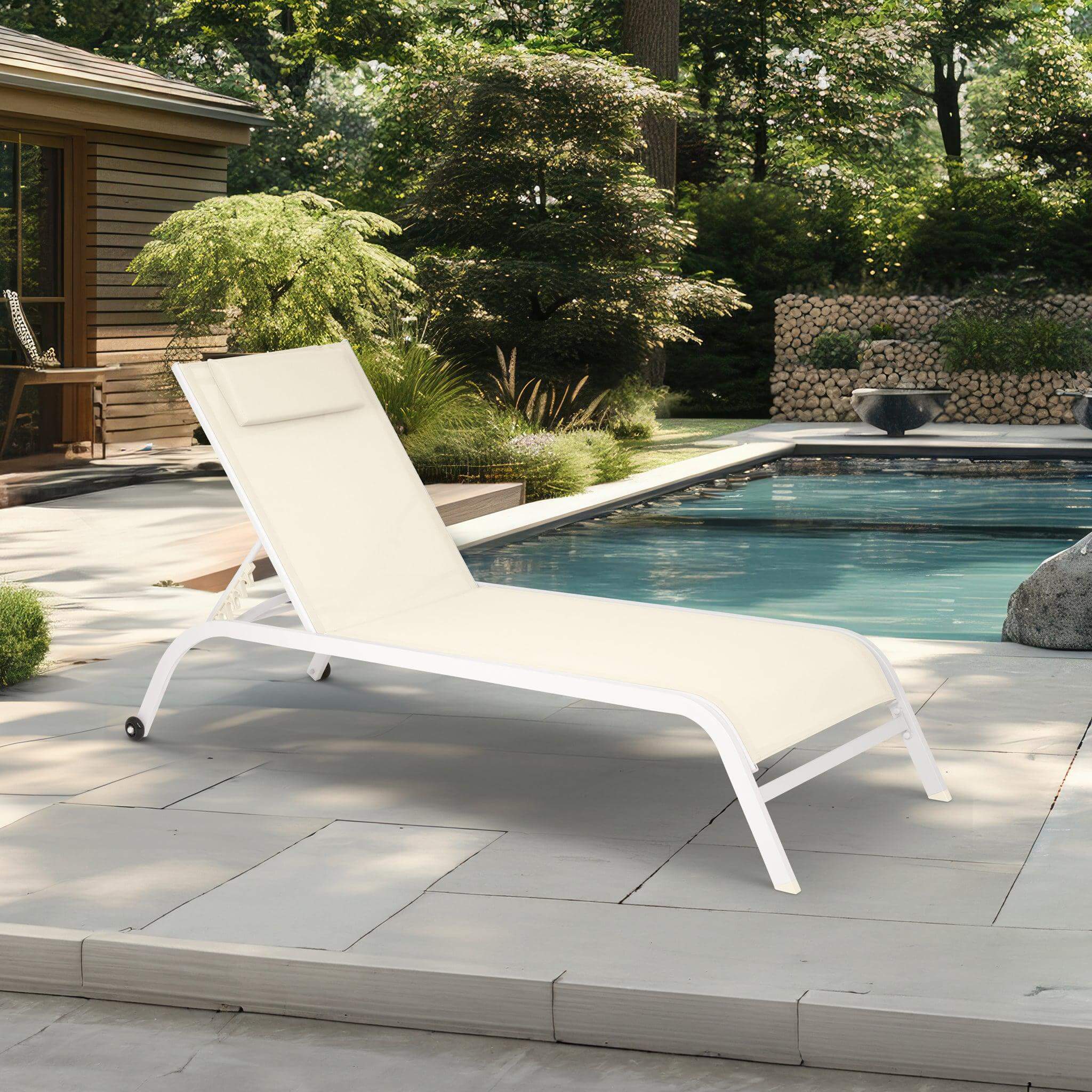 Bali Metal Sun Lounger Cream Set of 2